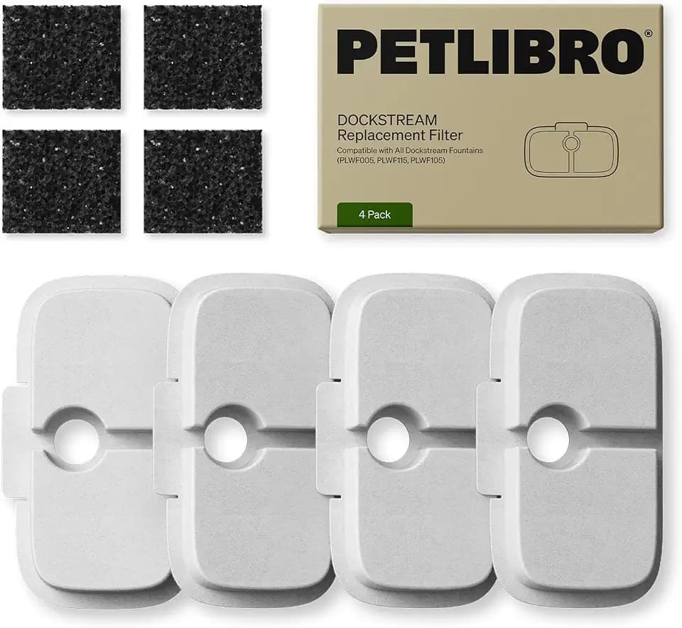 PETLIBRO Katzenbrunnen Filter 4er Pack für Dockstream Trinkbrunnen für Katze PLWF005, PLWF115, PLWF105, 2-Monats-Set Ersatzfilter für Katzentrinkbrunnen