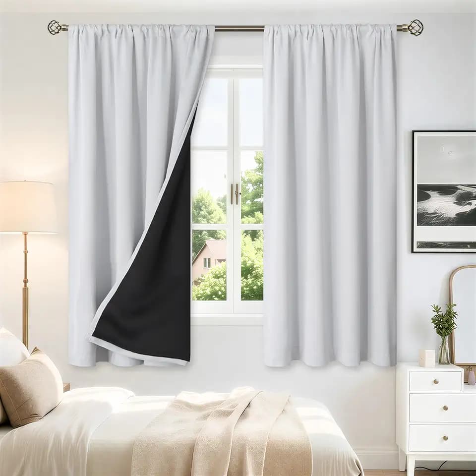 BGment Greyish White Blackout Curtains for Bedroom 63 Inch Length 2 Panels
