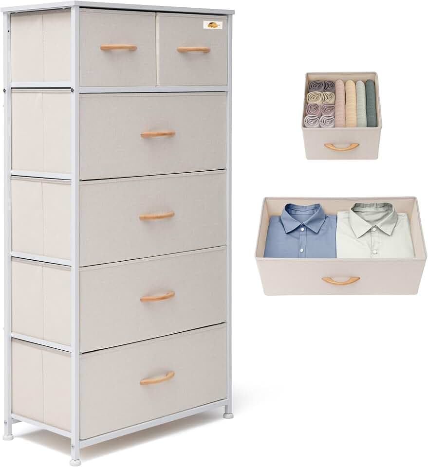 Tall Dresser for Bedroom, Fabric Storage Tower with 6 Drawers