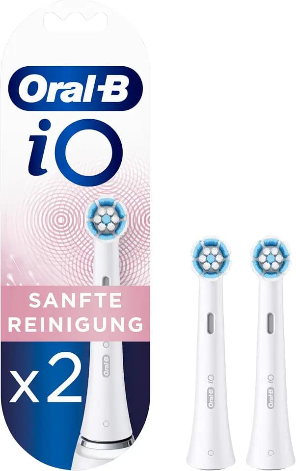 Oral-B iO Sanfte Reinigung Aufsteckbürsten für elektrische Zahnbürste, 2 Stück, sanfte Zahnreinigung, Zahnbürstenaufsatz für Oral-B Zahnbürsten