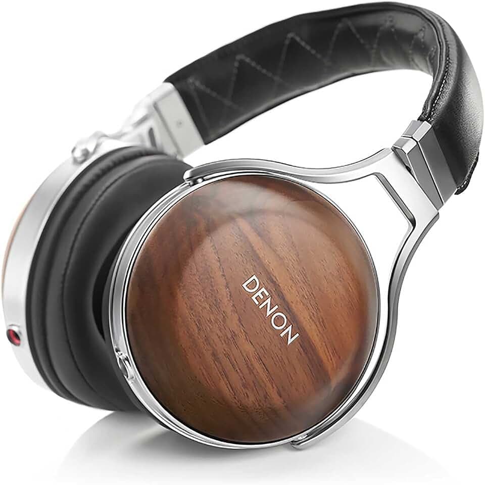 Denon AH-D7200 Premium Over Ear Kopfhörer mit Ohrschalen aus Walnussholz, HiFi-Kopfhörer, Hi-Res Audio, 50mm FreeEdge-Treiber, abnehmbares 7N-Kupferkabel, Schwarz