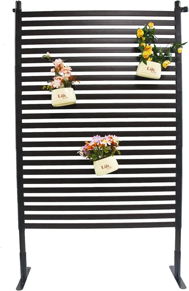 1 Pack 47.2" H x 35.4" W Outdoor Privacy Fence Screen Metal+PE Coated Outside Rustproof Brown Metal Decorative Fence Panels for Outside Backyard Garden Patio Privacy Screen, Brown