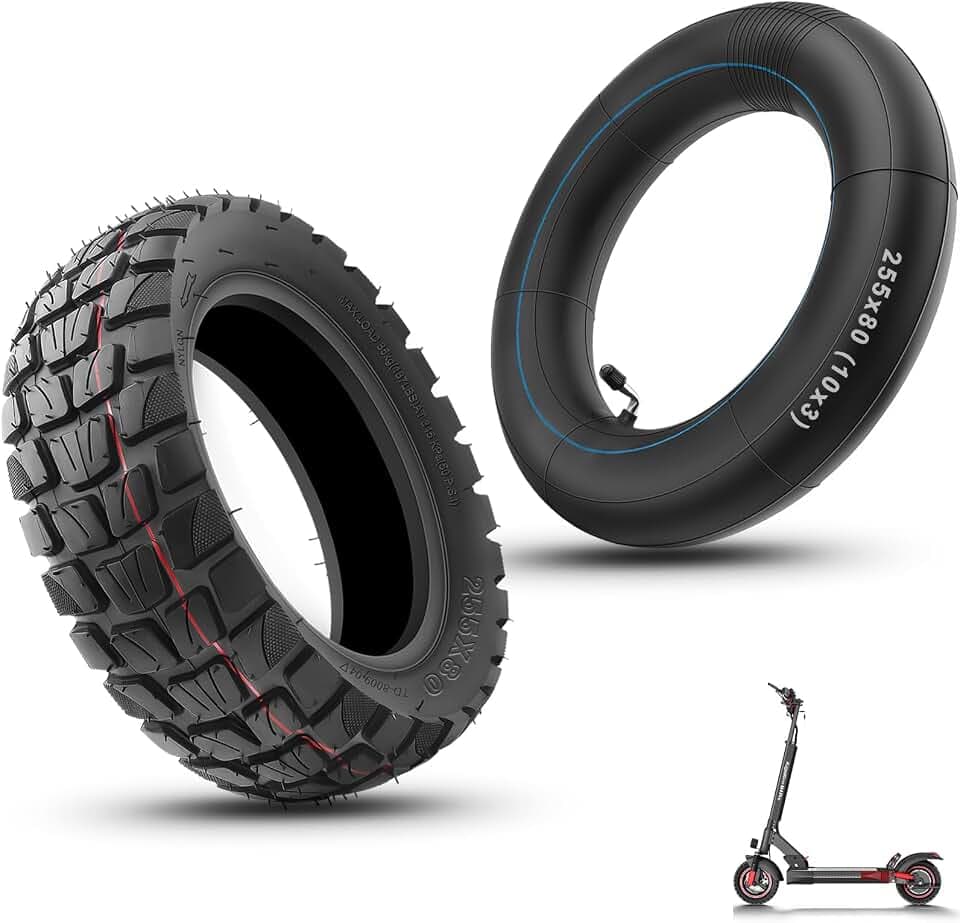 E Scooter Reifen 80/65-6 Schlauch, 255x80 Reifen Schlauch, 10x3.0 Zoll Scooter Offroad Ersatzreifen Luftbereifung Set für Gelände & Alltag, Abriebfest & Rutschfest, 1 Set