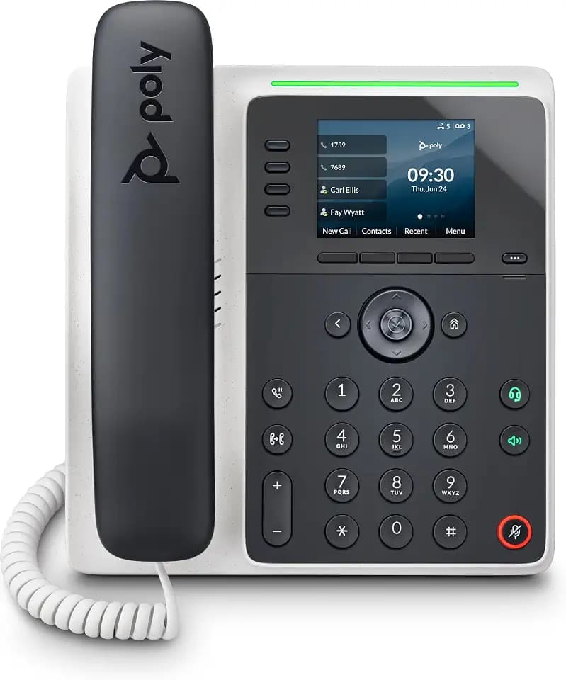 Plantronics Poly Edge E220 IP Desk Phone (Plantronics + Polycom) – Designed for use in Common Areas – 4-Line Keys Supporting up to 16 Lines - Integrated Bluetooth for Mobile Phone and Headset Pairing