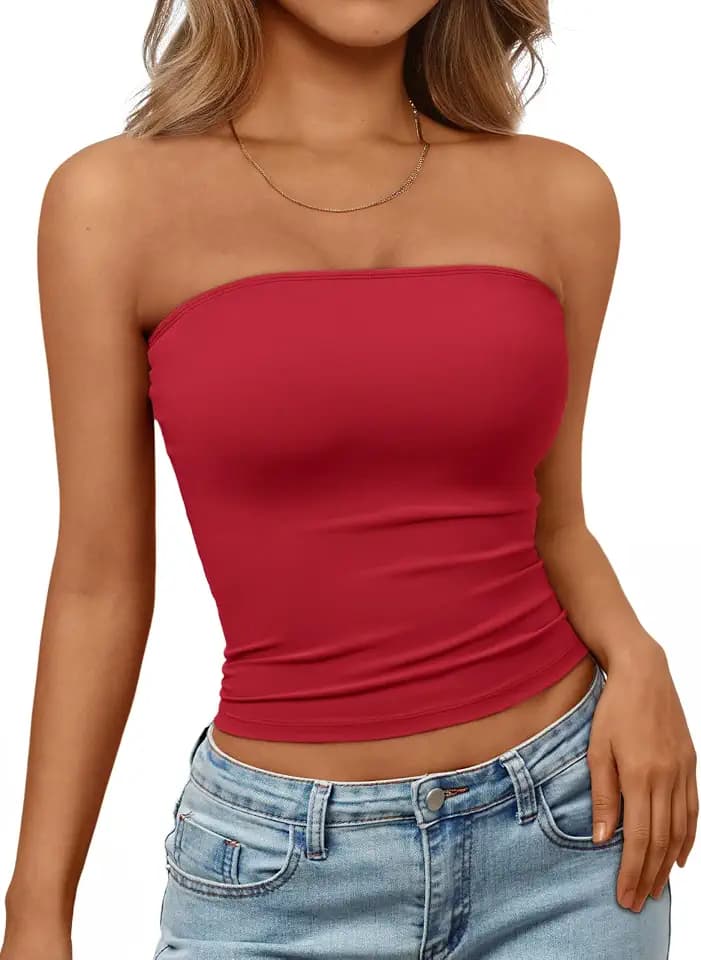 Trendy Queen Women's Strapless Bandeau Crop Top