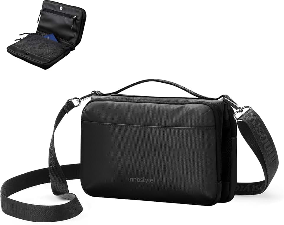 Innostyle Single Shoulder Bag 2L, Waterproof, Multiple Pockets for Men Women