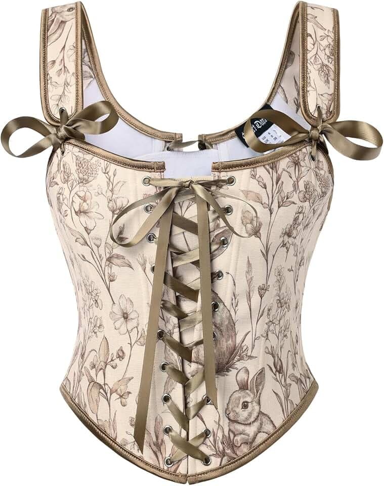 SCARLET DARKNESS Damen Renaissance Korsett Top Blumen Corsage Piratenkostüm