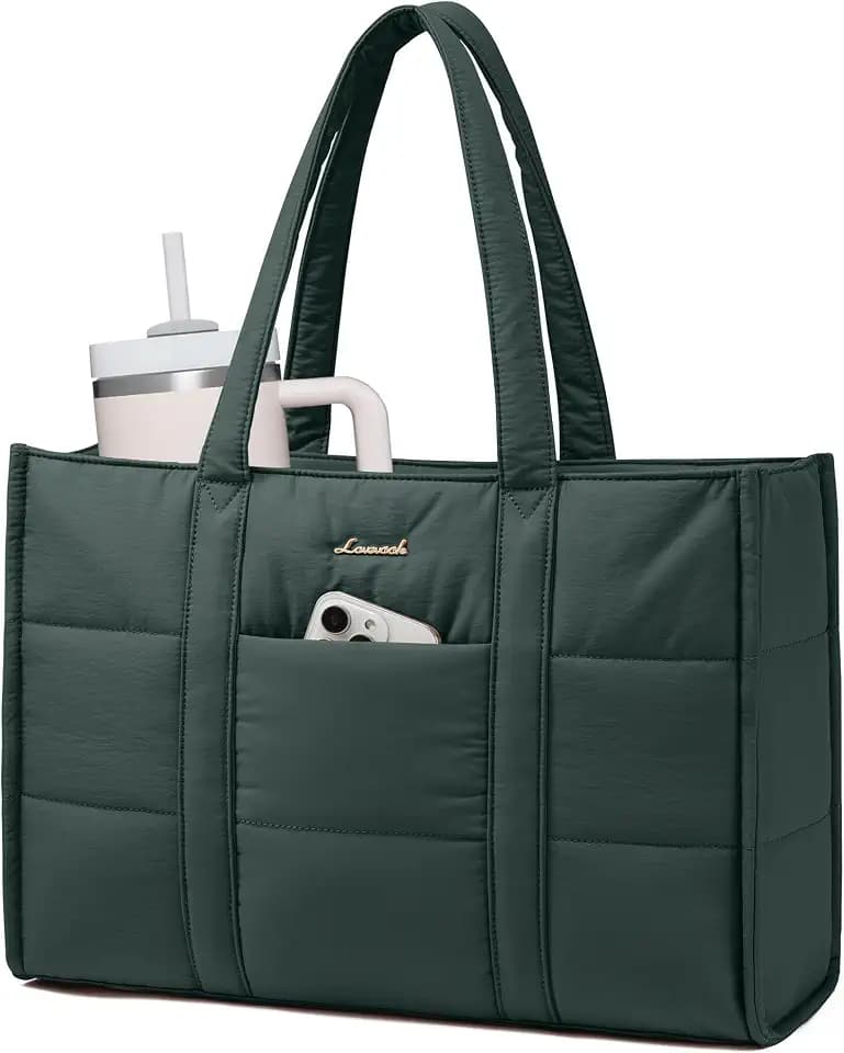 LOVEVOOK Laptop Bag for Women, 17 Inch Puffer Work Tote Bag, Lightweight
