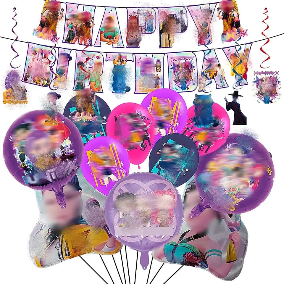 Coole Anime-Style Party Geburtstagsdeko Set, Banner, Hängende Charms, Hintergrundtuch, Aluminiumfolienballon, Latexballons und Kuchentopper– Coole Partydekoration für Kinder und Fans