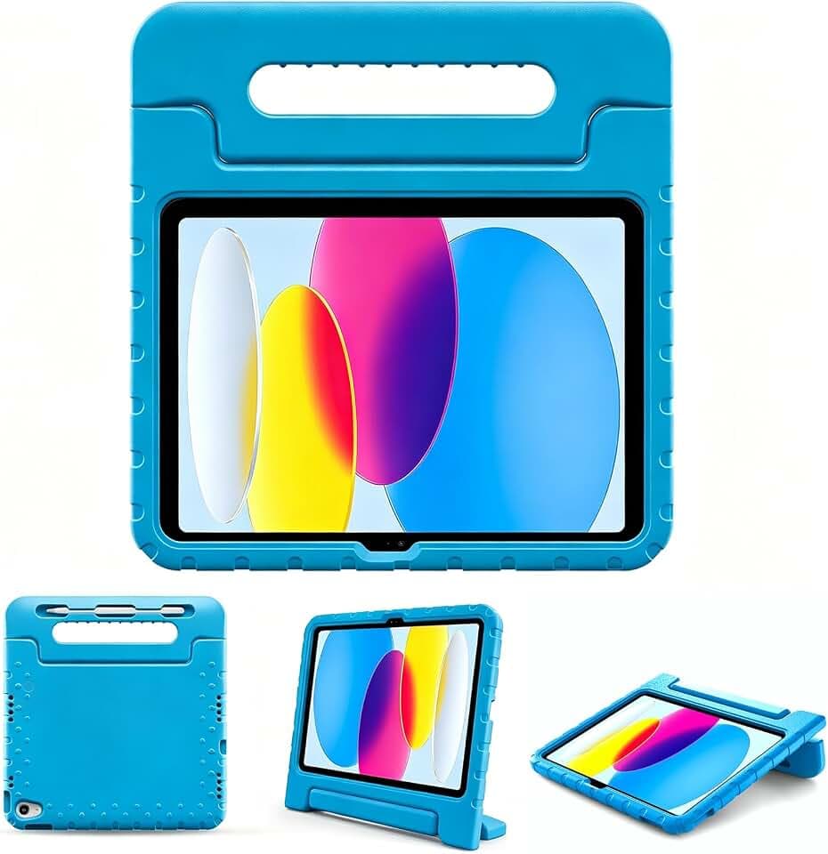 ProCase Kids Case for iPad A16 11th/10th Gen with Pencil Holder-Blue