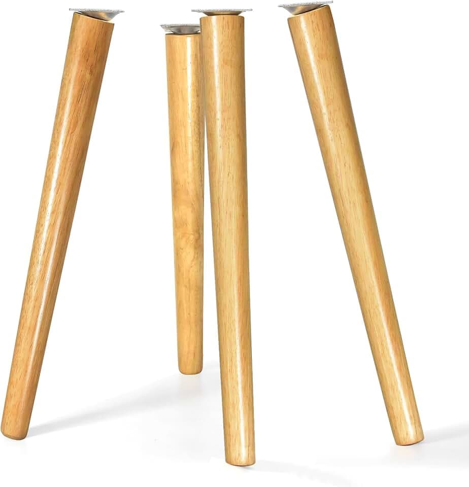 Table Legs 16 inch Wood Furniture Legs for Coffee Table End Table Mid-Century Modern DIY Furniture Tapered Natural Threaded M8 Hanger Bolts Pack of 4