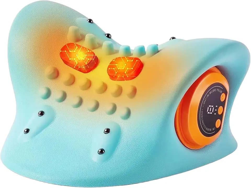Kalamera Ergonomic Heated Neck Massager Pillow with Vibration Massage