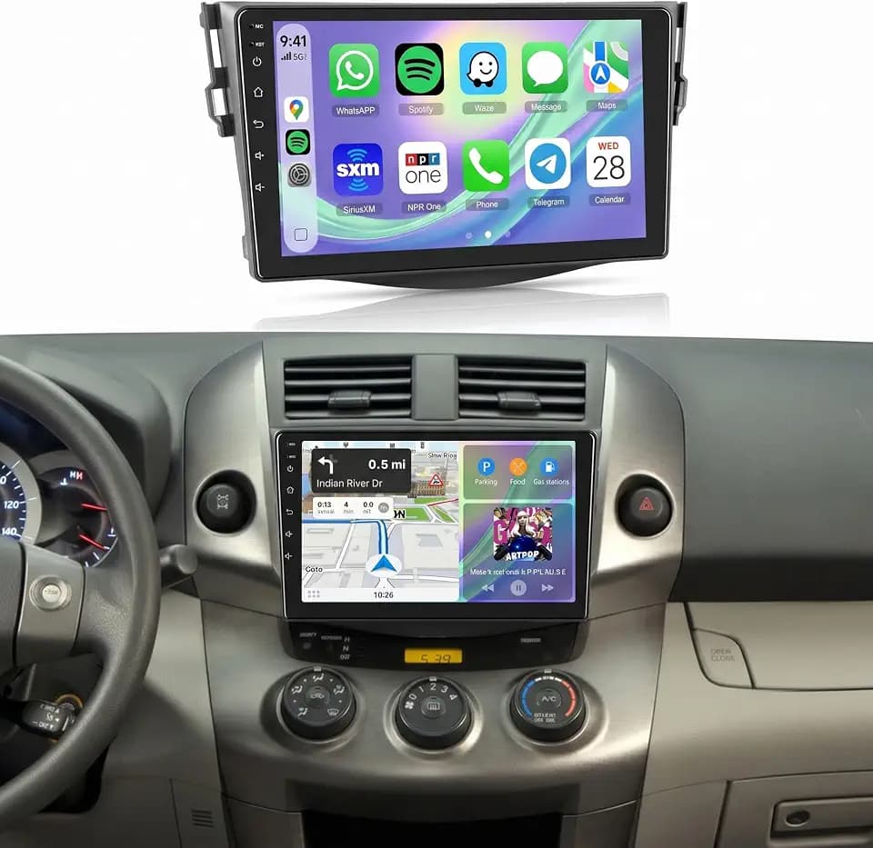 5Ghz WiFi Android 15 Car Radio for Toyota RAV4 2007-2011,9 Inch HD IPS Screen,32-Bnad EQ,Bluetooth 5.0,Wireless Carplay,Android Auto,Dual USB Port,GPS,HD Backup Camera,2G+64G