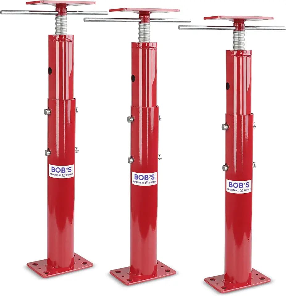 BISupply Basement Floor Jack 19” - 36” Adjustable Support Beam House Jack Post - Floor Lifting Joist Beam Brace for Cellar Ceiling 9700 lbs Max Capacity Screw Pole Jack - 3 Pack