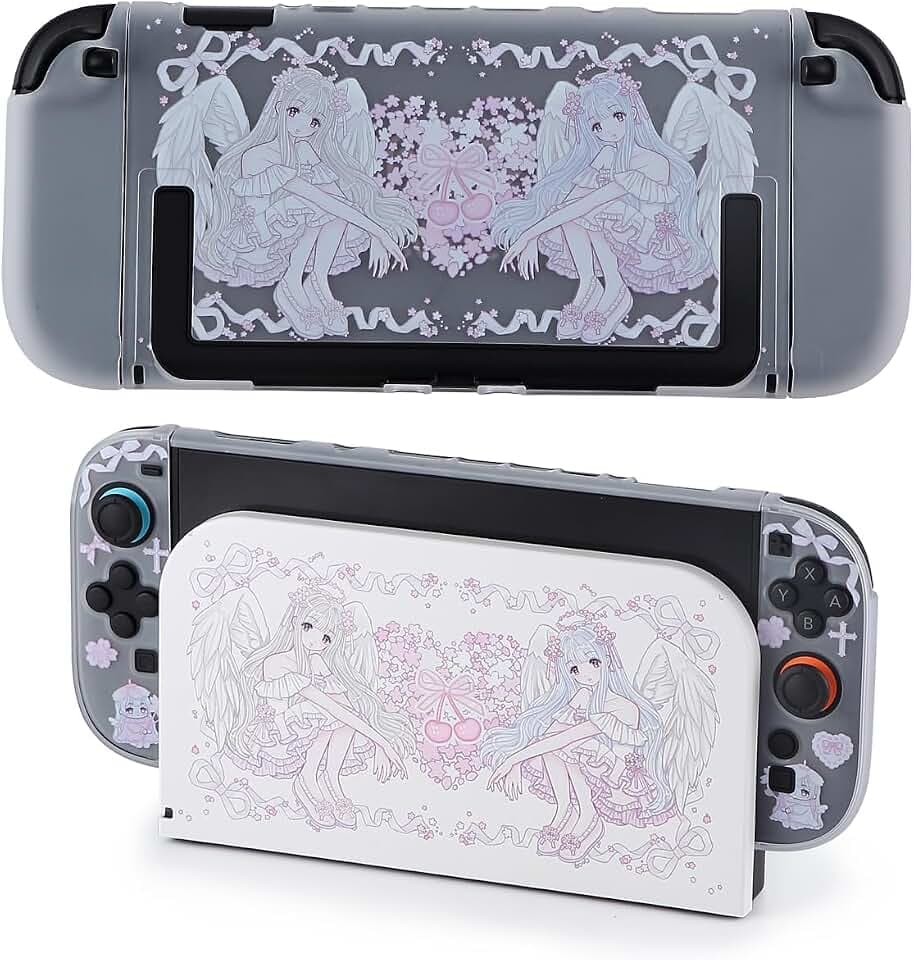 Protective Case for Switch 2, Dock Case and Cover Skin for Nintendo Switch 2 Console Joycon Controller, Sakura Agnel Hard PC Slim Dockable Shell Pink Kawaii Gaming Protector Accessories