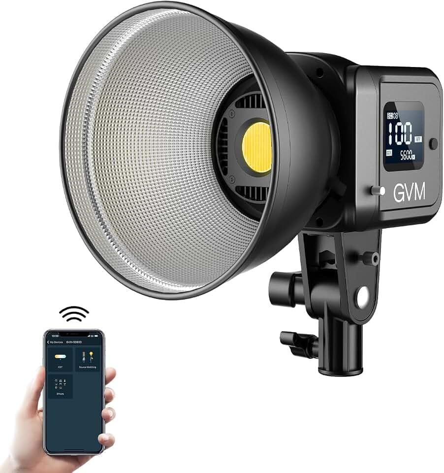 GVM Videoleuchte 80 W, kontinuierliche Beleuchtung für Fotografie mit Bowens-Halterung, 2700-7500 K, Studio- und Kunstdienstleistung, 8 zweifarbige Bühnenlichter