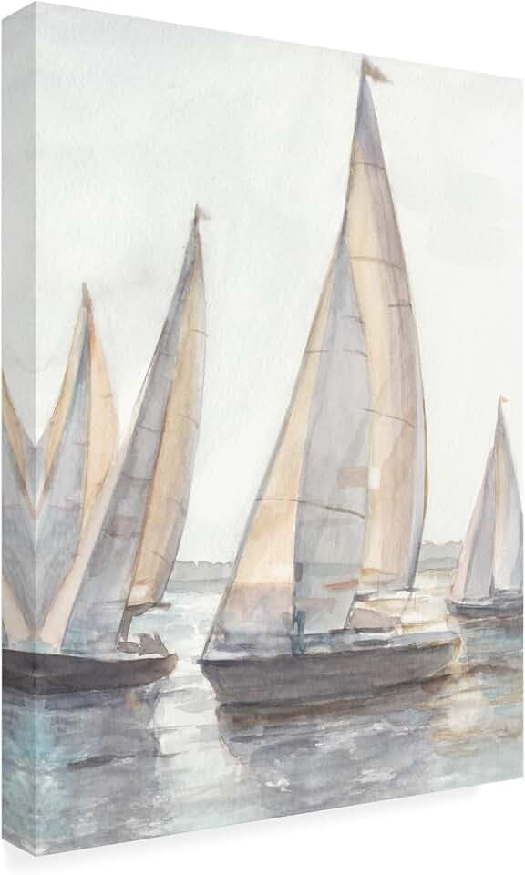 Wrapped Canvas Wall Art - Ethan Harper 'Plain Air Sailboats I' Wall Art for Living Room, Bedroom, or Office Décor - 18x24