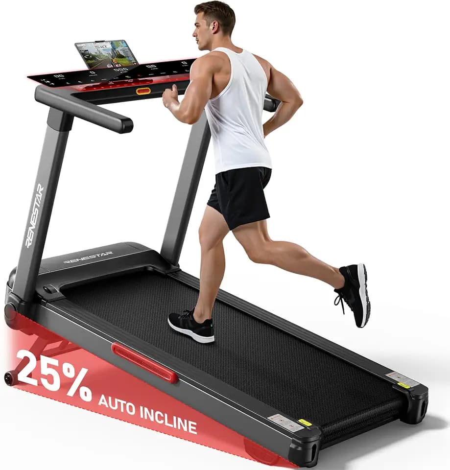 Renestar Folding Treadmill for Home with Auto Incline