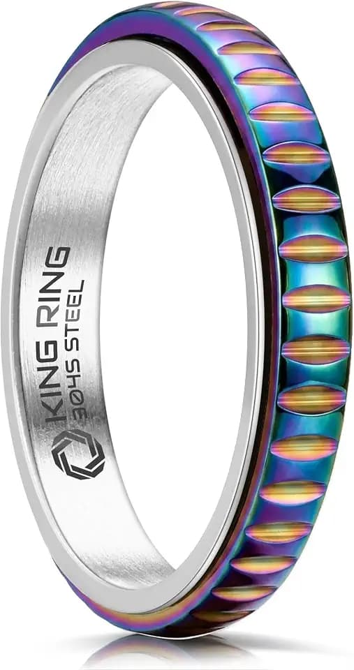 King Ring 4mm Slim Spinner Stainless Steel Fidget Rings – Designed in USA