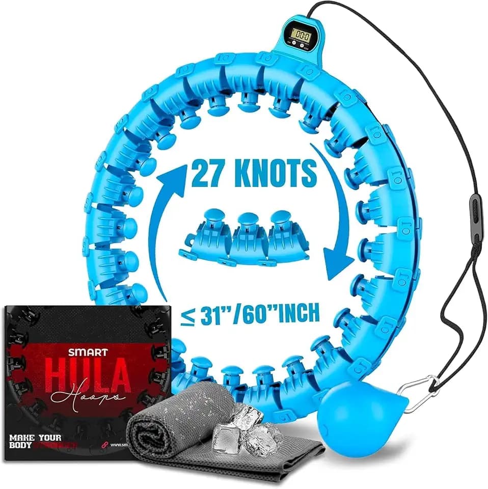 Active 100 Smart Hula Hoop, Gewichteter Hula Hoop, Verstellbarer Fitness-Übungs Hula-Hoop, 27 abnehmbare Knoten/Glieder