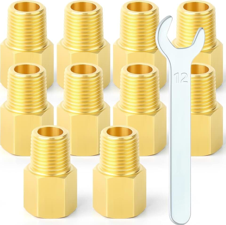 GASHER 10PCS 1/8" NPT Brake Line Adapter Fittings 3/8"-24 Threads for Inverted Flare Female