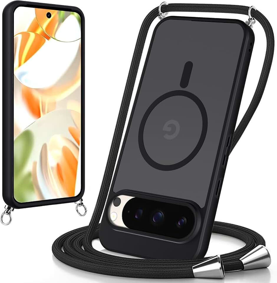Coiwxmoi Magnetisch Handyband Hülle mit Band für Google Pixel 9 Pro,Schwarz