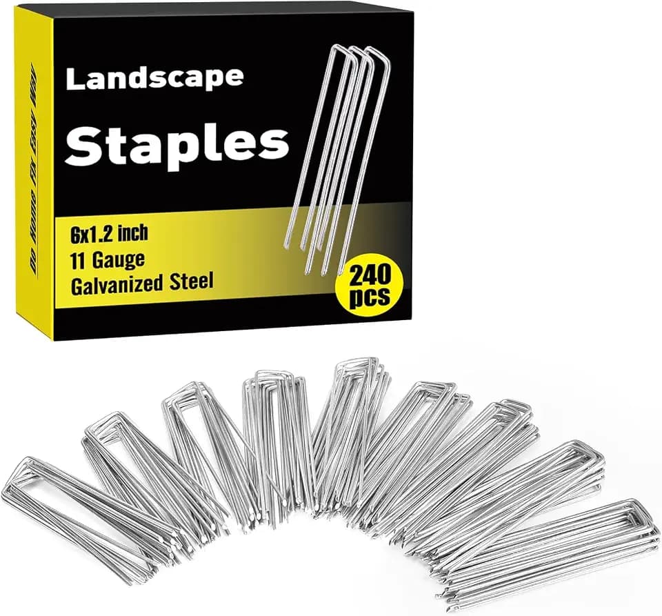 HongWay 240 Pack Landscape Staples 6 Inch, Galvanized Garden Stakes