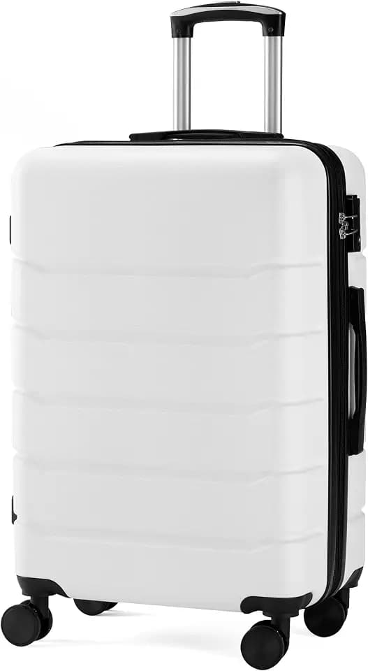Simple Deluxe 28 Inch Expandable Hardside Carry On with Spinner Wheels & TSA Lock, ABS Hard Shell Lightweight Rolling Luggage Suitcase, White