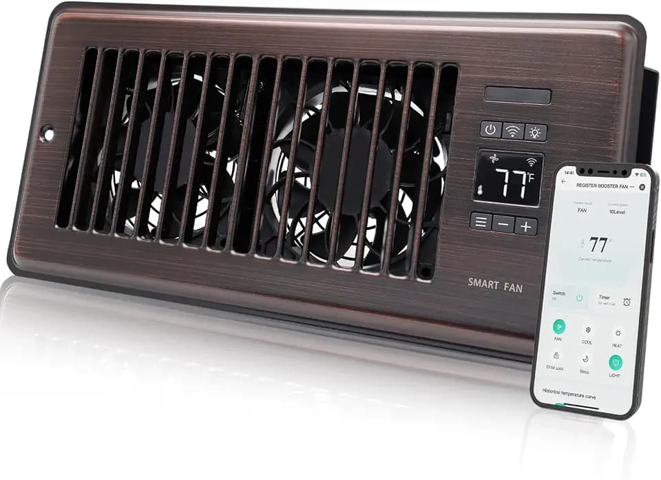 2026 Super Quiet Register Booster Fan for 4" x 10" Register Holes, Smart Register Vent with Dual Intelligent Thermostat and WiFi App Control, Heating Cooling AC Vent Fan (ORB)