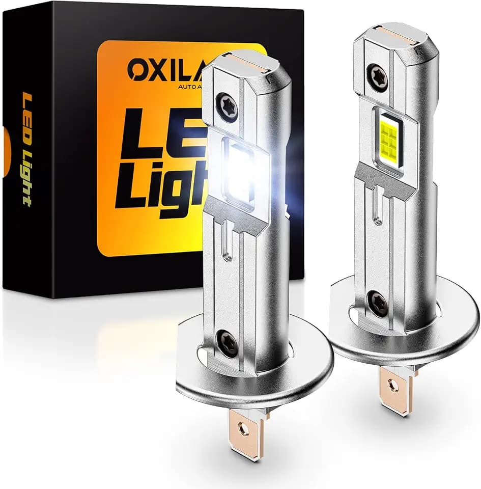 OXILAM H1 Bulbs 2026 1:1 Size Design, 1000% Brighter H1LL Fog Light Bulbs, 6500K White Light Bulb Non-polarity, Plug and Play, IP68, Pack of 2