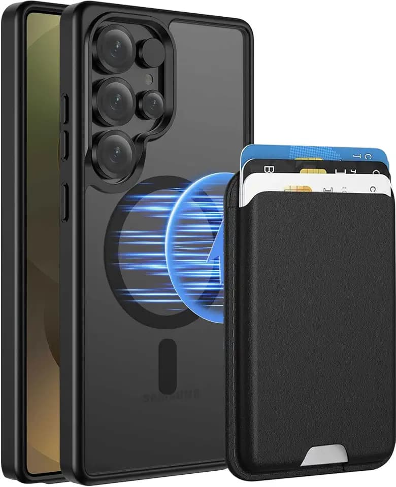 Magnetic for Samsung Galaxy S25 Ultra Wallet Case, Black