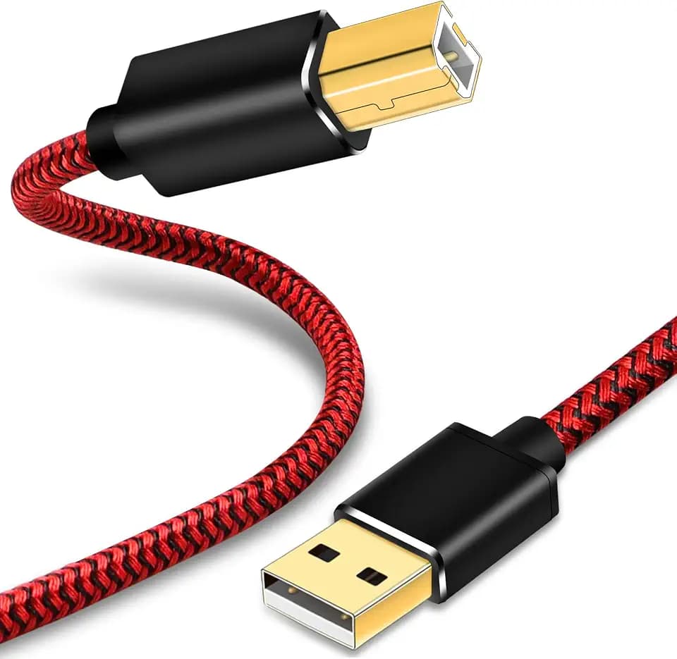 Youii USB-Druckerkabel, 15 m, langlebiges USB 2.0 Typ A Stecker auf B Stecker, Scannerkabel, Hochgeschwindigkeits-Druckerkabel für HP, Canon, Dell, Lexmark, Xerox und mehr.