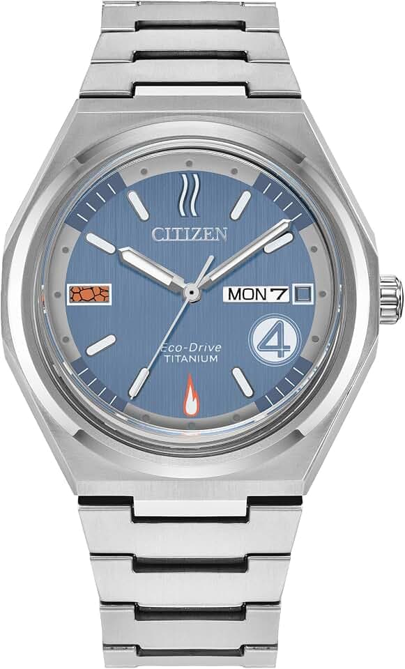 CITIZEN Men's Eco-Drive Fantastic Four 39mm Super Titanium AW0131-66W