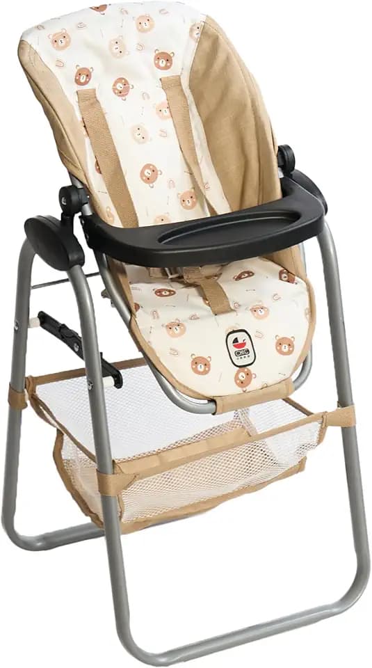 Bayer Chic 2000® Puppenhochstuhl – Bärchne Beige – Verstellbar & klappbar – Rückentrage & Gepäcknetz – Puppen bis 50 cm – Puppenzubehör 3-8 J.