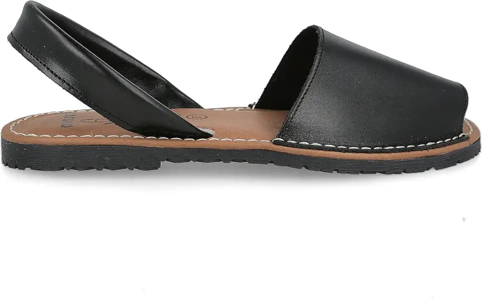 Damen Menorquinas Avarcas für Damen Herren Unisex. Leder Artikel aus Spanien. Sommer Sandalen. Gepolsterte Vorlage. Braun, Weiß und Schwarz