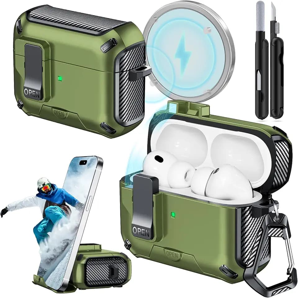 for AirPods Pro 3 Case Safety Lock (Dark Green)