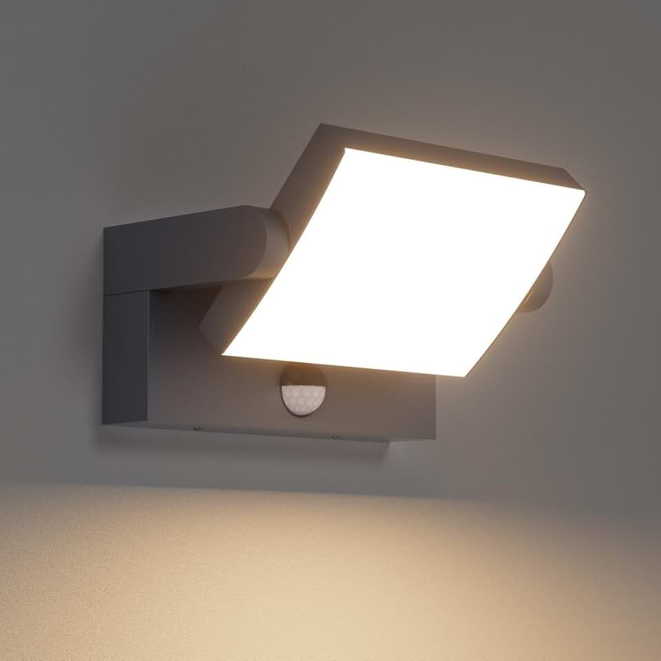 Klighten 24W Außenlampe mit Bewegungsmelder Wandleuchte, Anthrazit, 3000K