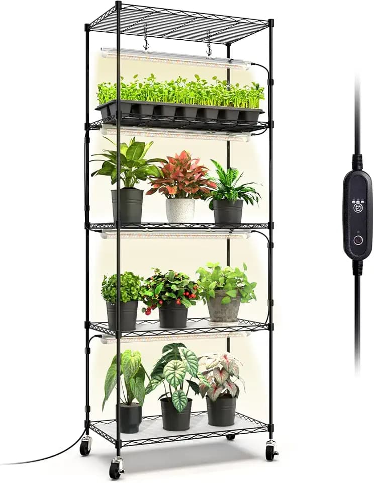 Bstrip Plant Stand with Grow Light, 5-Tier Plant Shelf 23.5x13.8x59in
