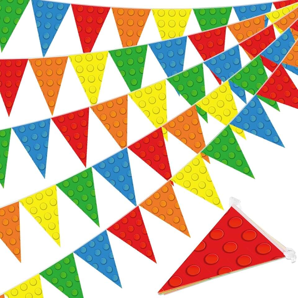Tiamon 5 Pcs Building Block Birthday Party Decoration Brick Triangle 49.2ft