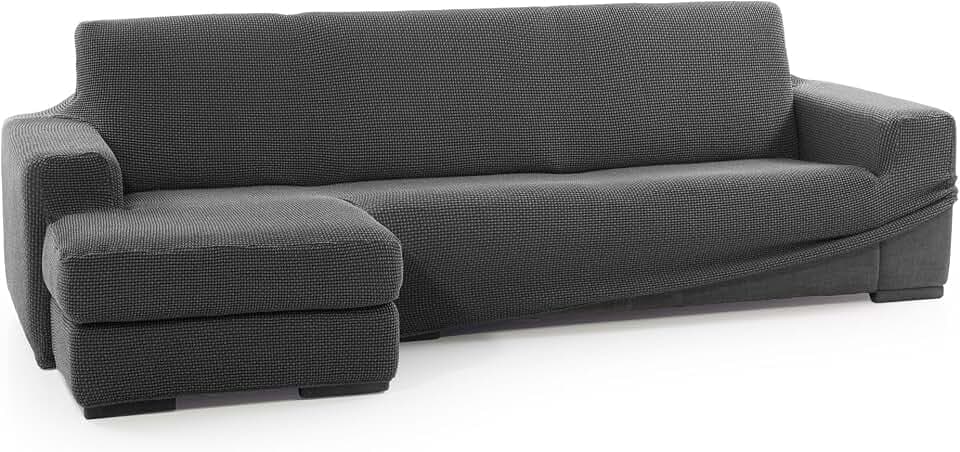 FAVERTI Bezug für Chaiselongue, kurzes Eckteil Links (Vorderseite) | Modell Novele | Super Verstellbarer Chaiselongue-Bezug dunkelgrau | Qualitätsschutz aus Jacquard-Stoff mit Baumwollgefühl