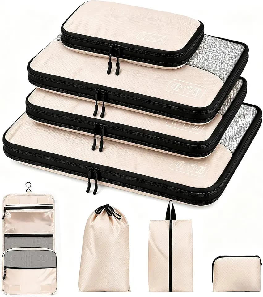 8-Piece Compression Packing Cubes for Travel, Luggage Organizer Sets