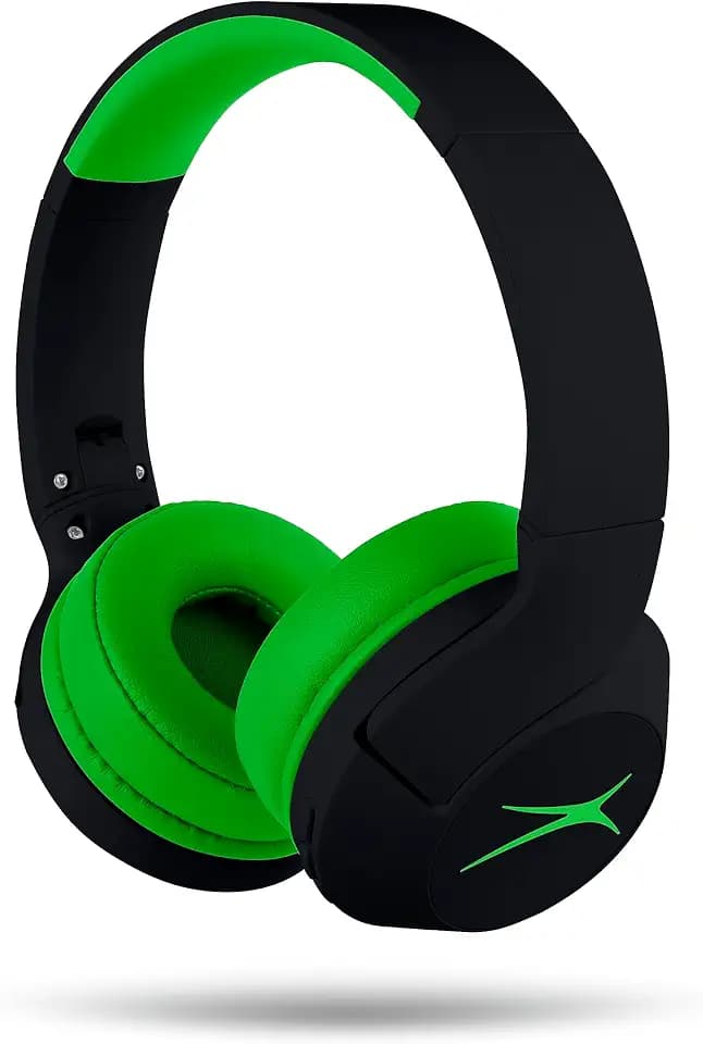 Altec Lansing Kid Safe Noise Cancelling Wireless Headphones 15H Battery, 85dB Volume Limit, Foldable Design Powerful Sound, Active Noise Cancellation Perfect for Kids Ages 7+ (Blackout Green)