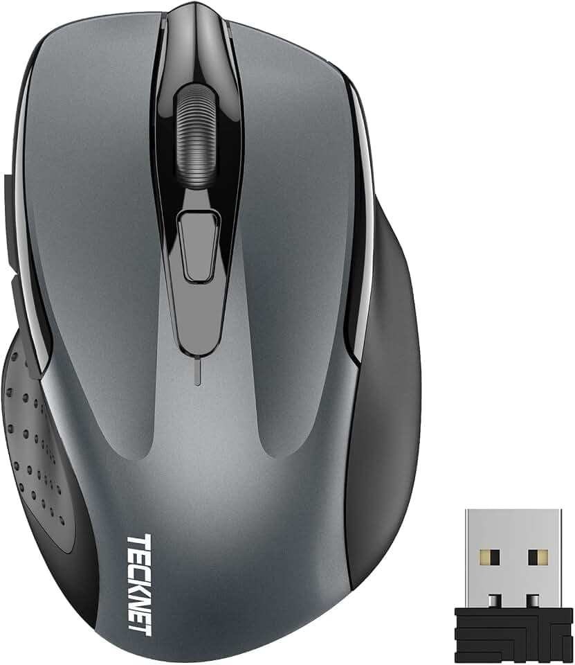 TECKNET Kabellose Maus 2.4G 2600 DPI Wireless Maus 6 Tasten mit Nano Empfänger, 24 Monate Batterielaufzeit, 5 Einstellbare DPI-Pegel