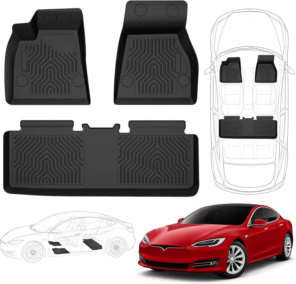 TPE Floor Mats Fit Tesla Model S 2015-2020 (Only for Model S Badging)