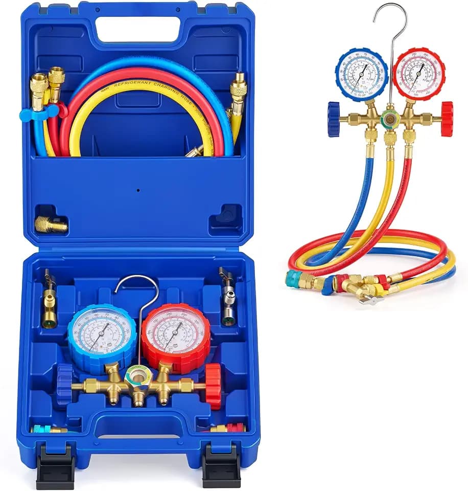 OMT 3-Way AC Manifold Gauge Set for R134a R12 R22 R502, 3FT Hoses