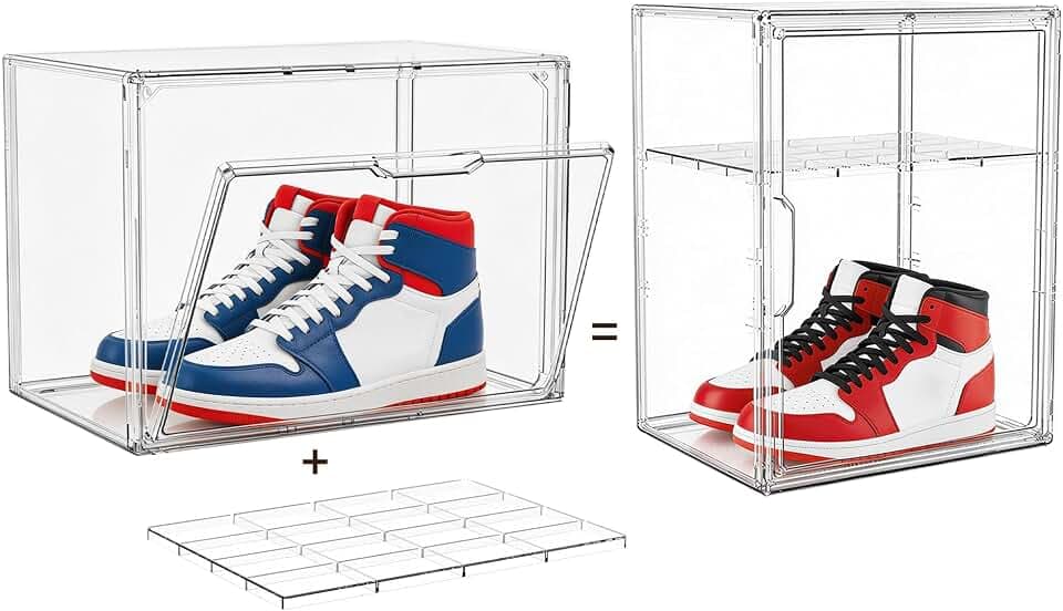 Attelite X-Large Acrylic Display Case Boot Shoe Storage Boxes 2 Pack