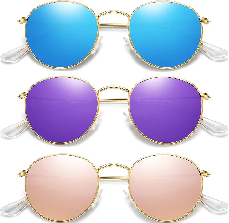 MEETSUN Round Polarized Sunglasses for Women Men Classic Retro Metal Frame Sun Glasses UV Protection
