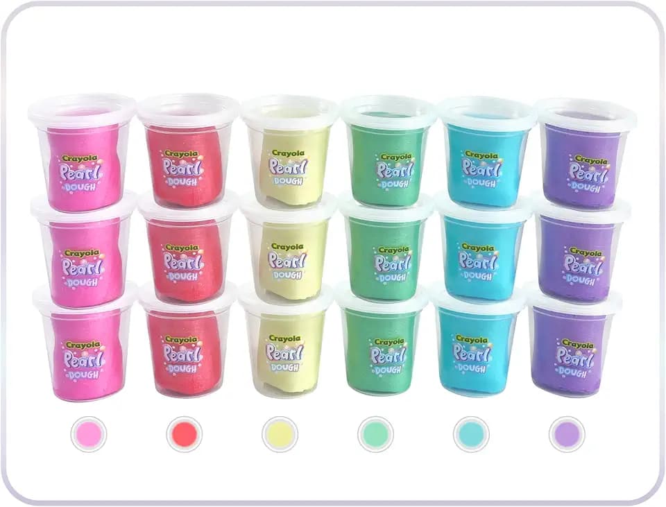 Crayola 18pk Pearl Dough 18pk x 3oz – Party Favors, Fidget Toys, Sparkling Colors for Creative Play, Safe Non-Toxic Crafting, Great Classroom Fun or Non-Candy Alternative