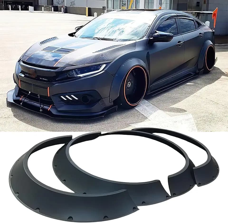 DREAMOTOR 4PCS Universal Fender Flares Wide Body Kit Flexible Fender Flares