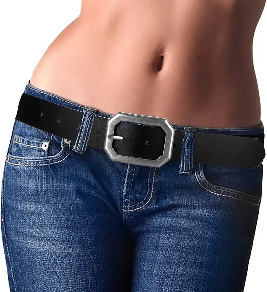 Ssumday Women's Reversible 1.3" Leather Belts for Jeans Pants Dresses with Vintage Silver Buckle